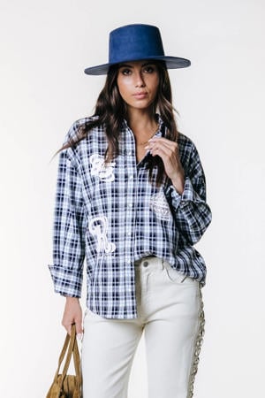 geruit blouse blauw