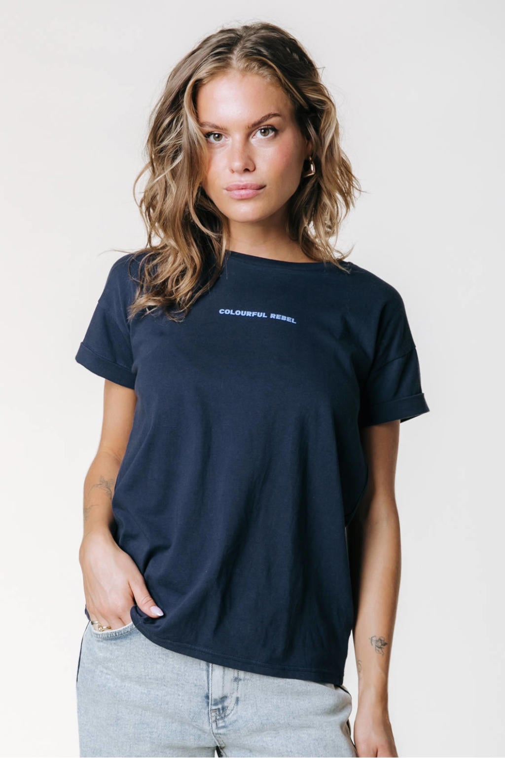 Colourful Rebel T-shirt donkerblauw