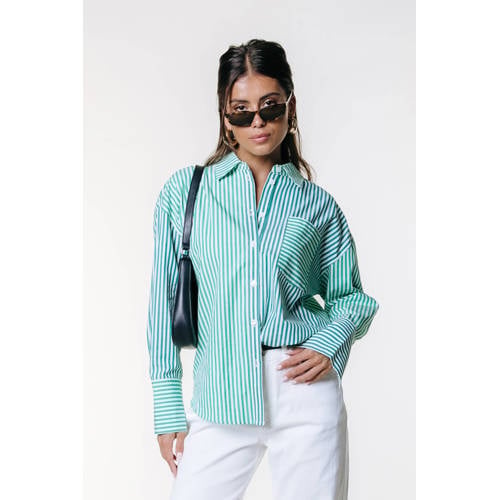 Colourful Rebel gestreepte blouse groen afbeelding