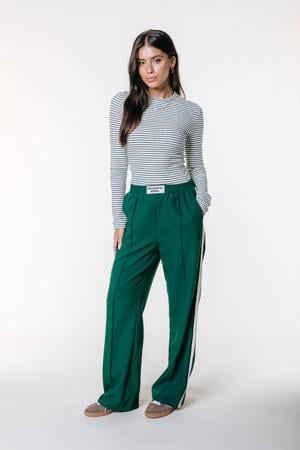 wide leg regular waist broek groen