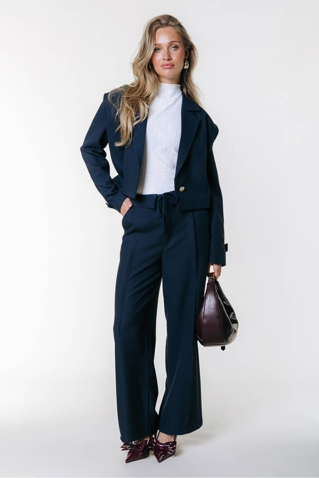 Colourful Rebel cropped blazer donkerblauw