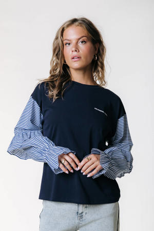 gestreepte sweater donkerblauw