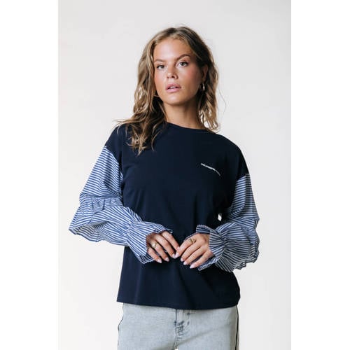 Colourful Rebel gestreepte sweater donkerblauw afbeelding