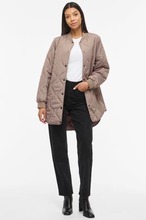 gewatteerde jas taupe