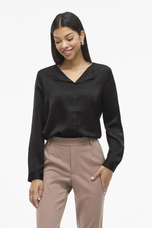 Elegante v-Hals blouse met lantaarnmouwen - Jelle Jora Mode