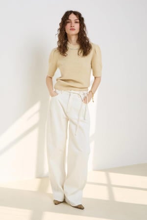 top met wol beige fijn gebreid