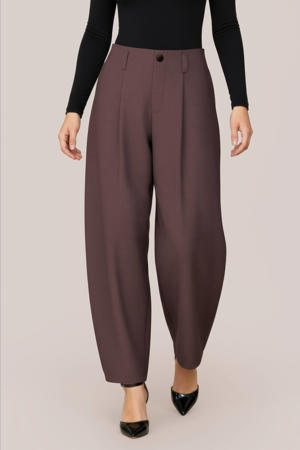 barrel high waist pantalon donkerbruin