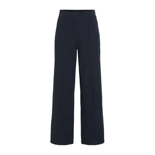 VILA Wide leg high waist casual broek marineblauw afbeelding