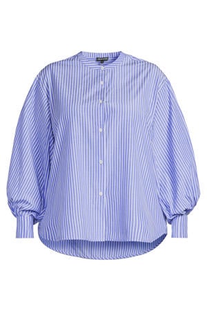 blouse met strepenprint blauw/wit