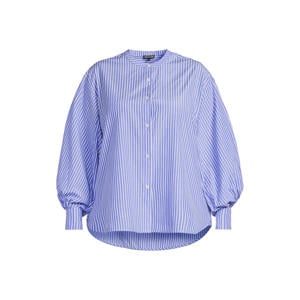 blouse met strepenprint blauw/wit