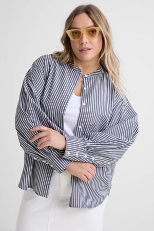 blouse met strepenprint zwart/wit