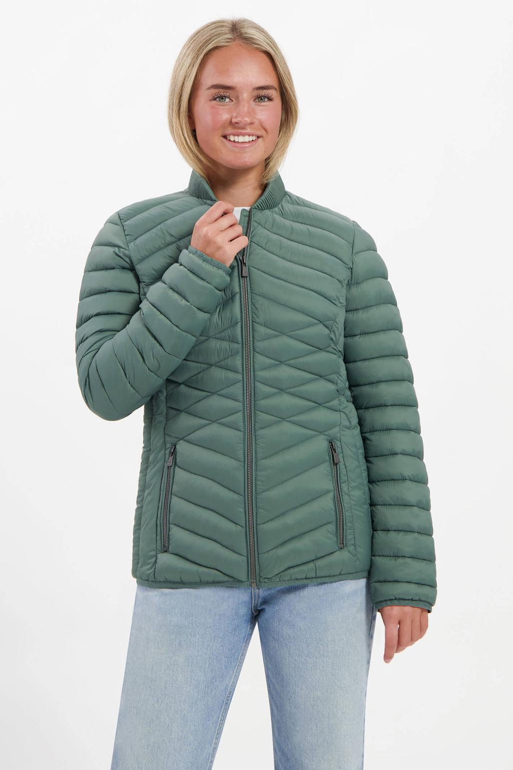 Groene dames Kjelvik jas Izzy van nylon met lange mouwen en ritssluiting
