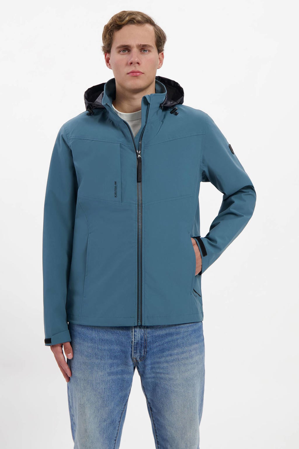 Blauwe heren Kjelvik jas WP Remy van polyester met lange mouwen, opstaande kraag en ritssluiting