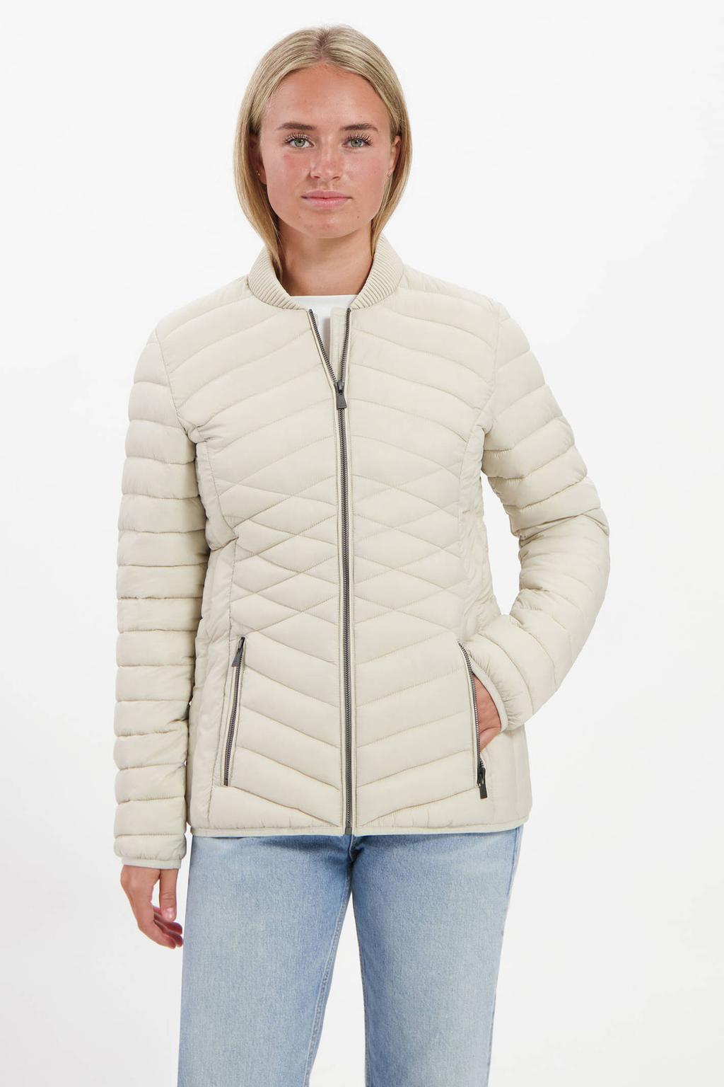 Ecru dames Kjelvik jas Izzy van nylon met lange mouwen en ritssluiting