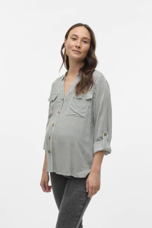 zwangerschaps gestreepte blouse groen/wit