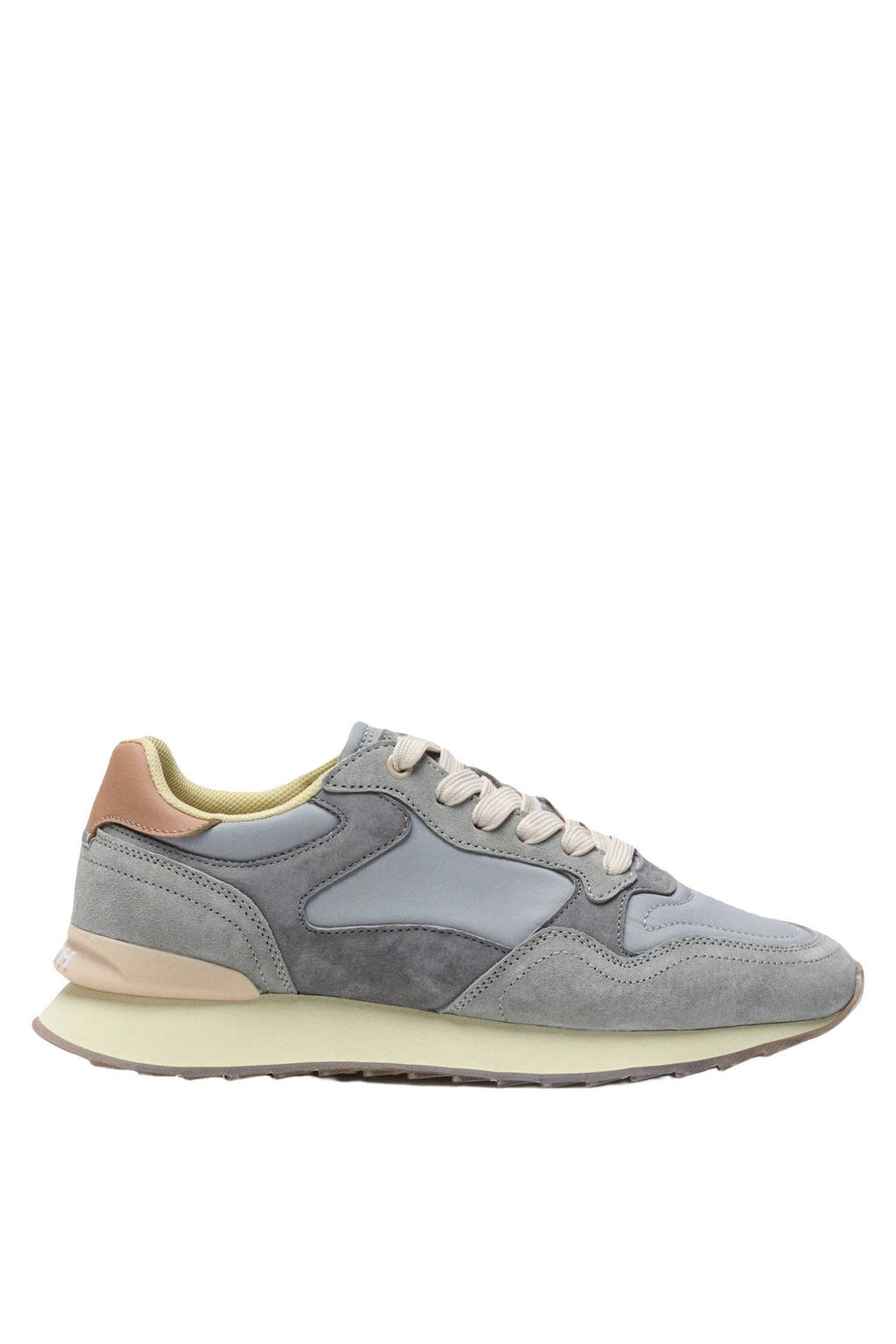 Lichtblauw en grijze heren HOFF City retro sneakers van 65% suède/30% nylon/5% leer met veters