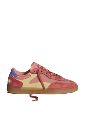 Park leren sneakers koraalroze/beige