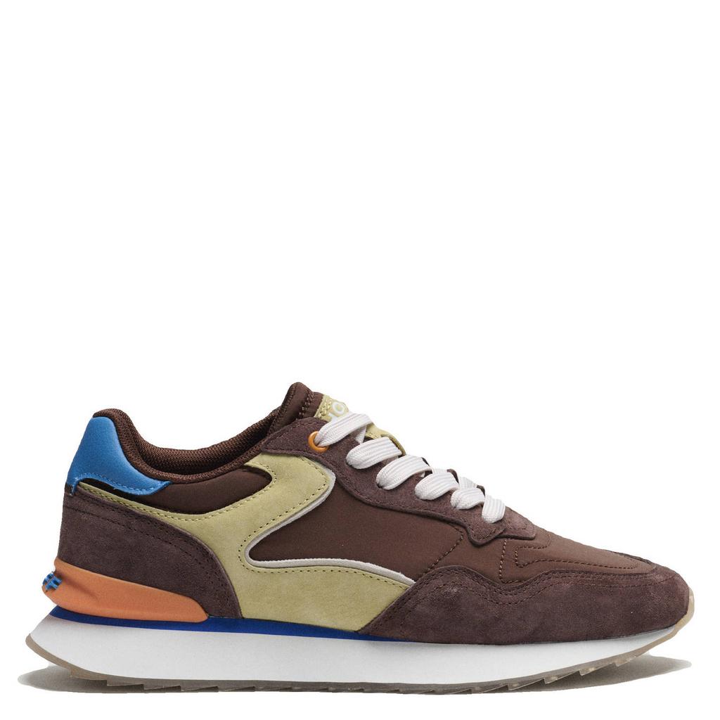 Bruin en gele dames HOFF suède sneakers van 65% cow suede/30% nylon/5% coated napa leather met veters