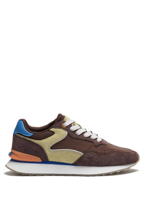 suède sneakers bruin/geel