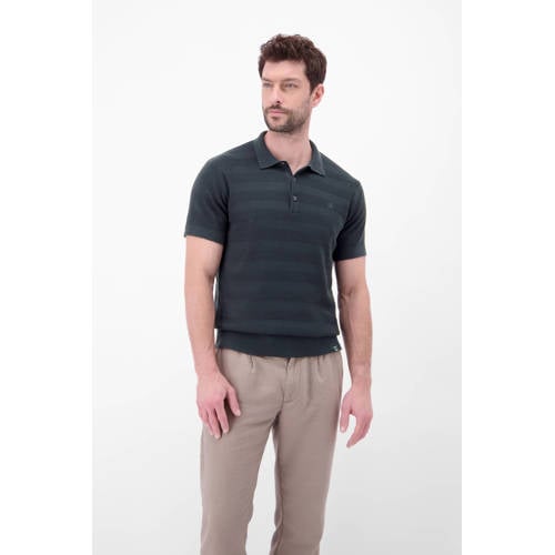 LERROS regular polo met ingebreid patroon donkerblauw afbeelding