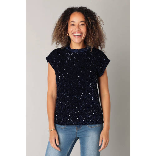 ES&SY top donkerblauw met pailletten afbeelding
