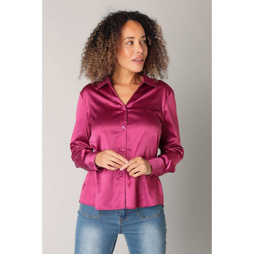 ES&SY satijnen blouse fuchsia afbeelding