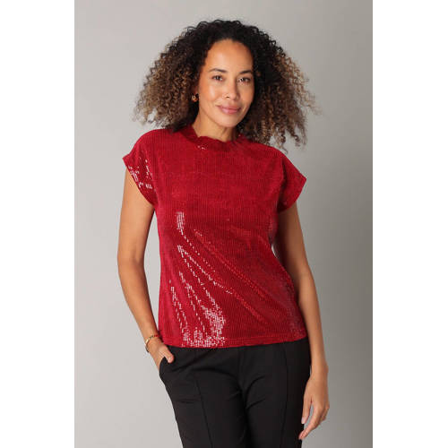 ES&SY glitter top rood met pailletten afbeelding