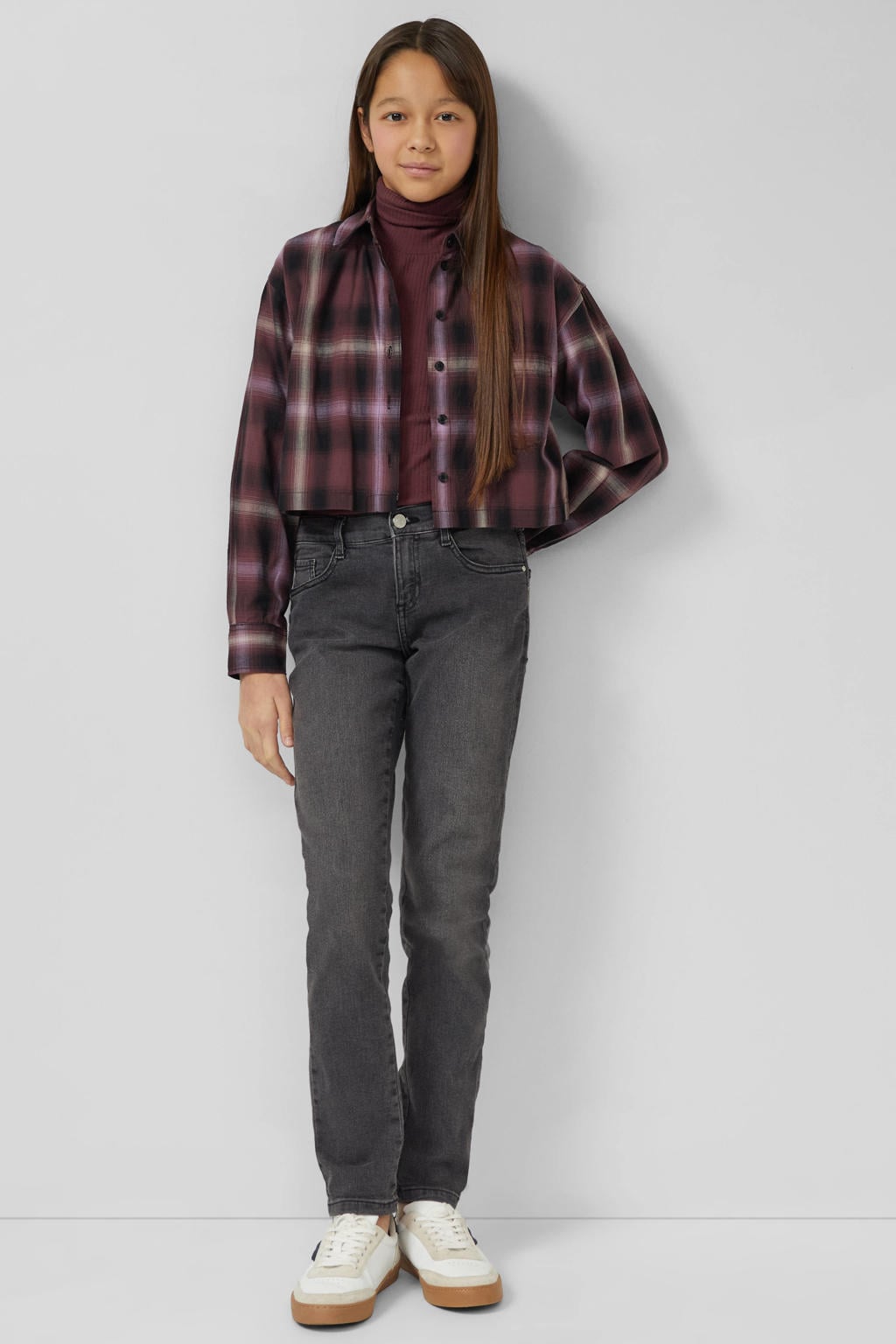 Black denim meisjes s.Oliver relaxed low waist regular fit jeans black van stretchdenim met effen