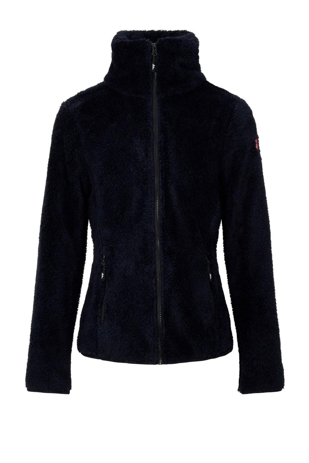 Donkerblauwe dames Nordberg fleece vest Evy met lange mouwen en opstaande kraag