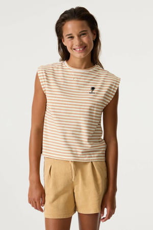 gestreept T-shirt beige