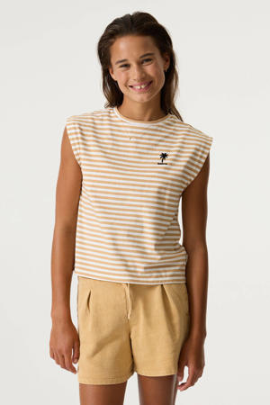 gestreept T-shirt beige