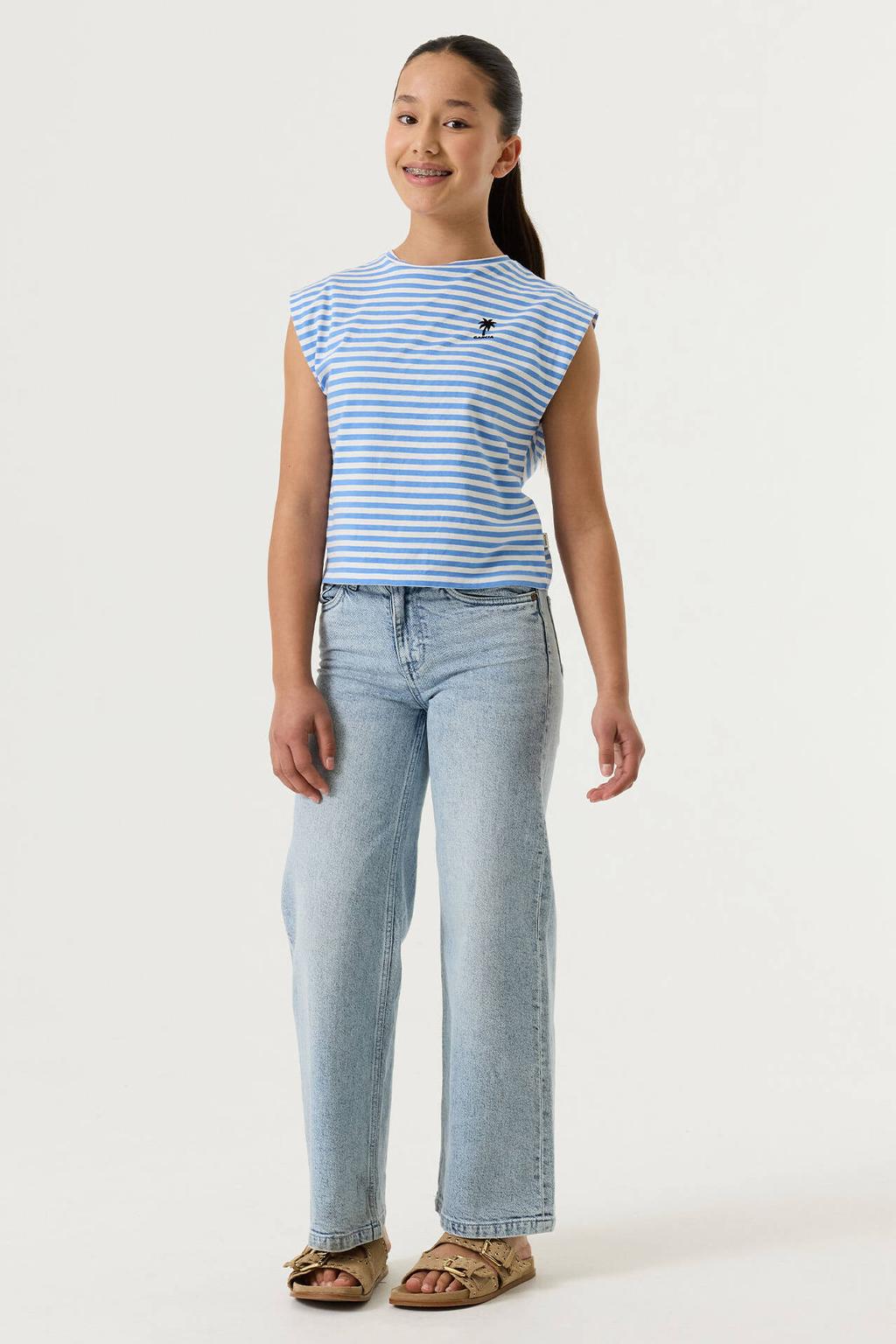 Blauw en witte meisjes Garcia gestreept T-shirt van katoen met korte mouwen en ronde hals