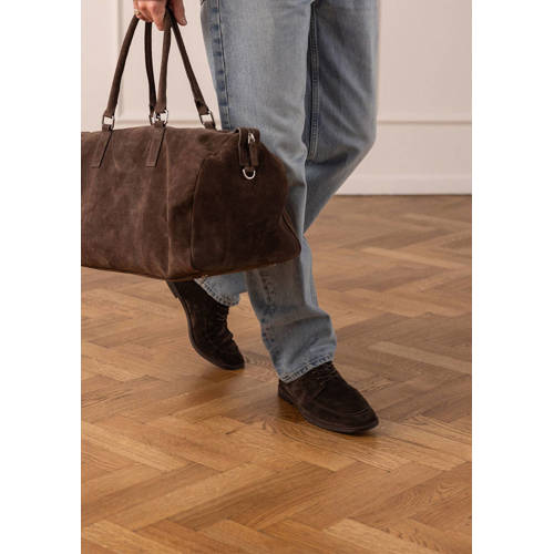 Manfield suède veterschoenen bruin