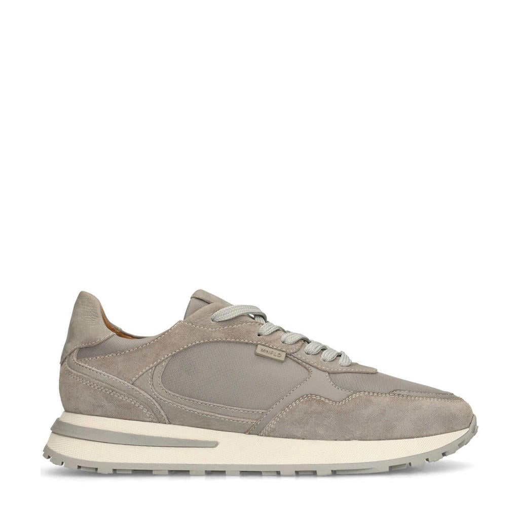 Grijze heren Manfield suède sneakers met veters
