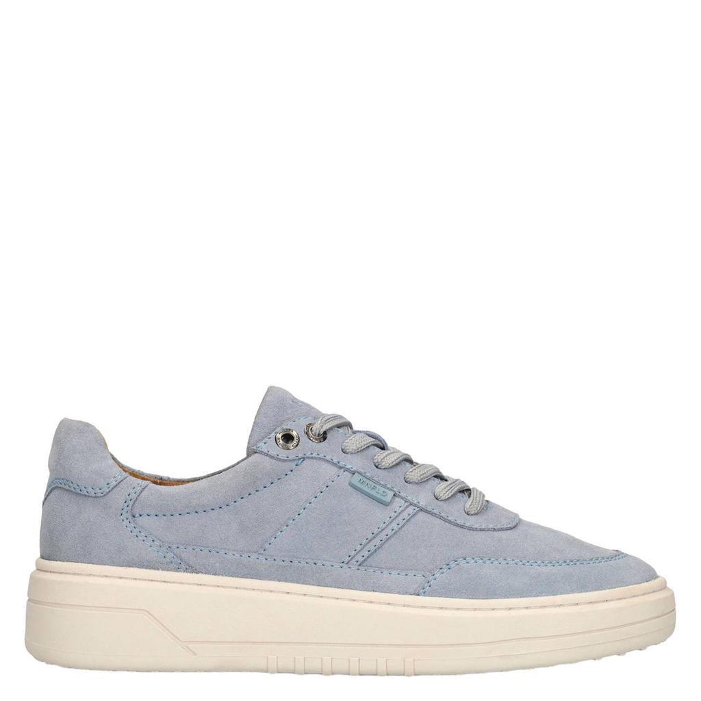 Blauwe heren Manfield suède sneakers met veters