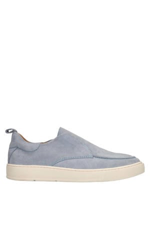 suède loafers blauw
