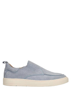 suède loafers blauw