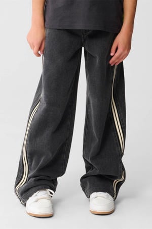 gestreepte baggy jeans grey denim