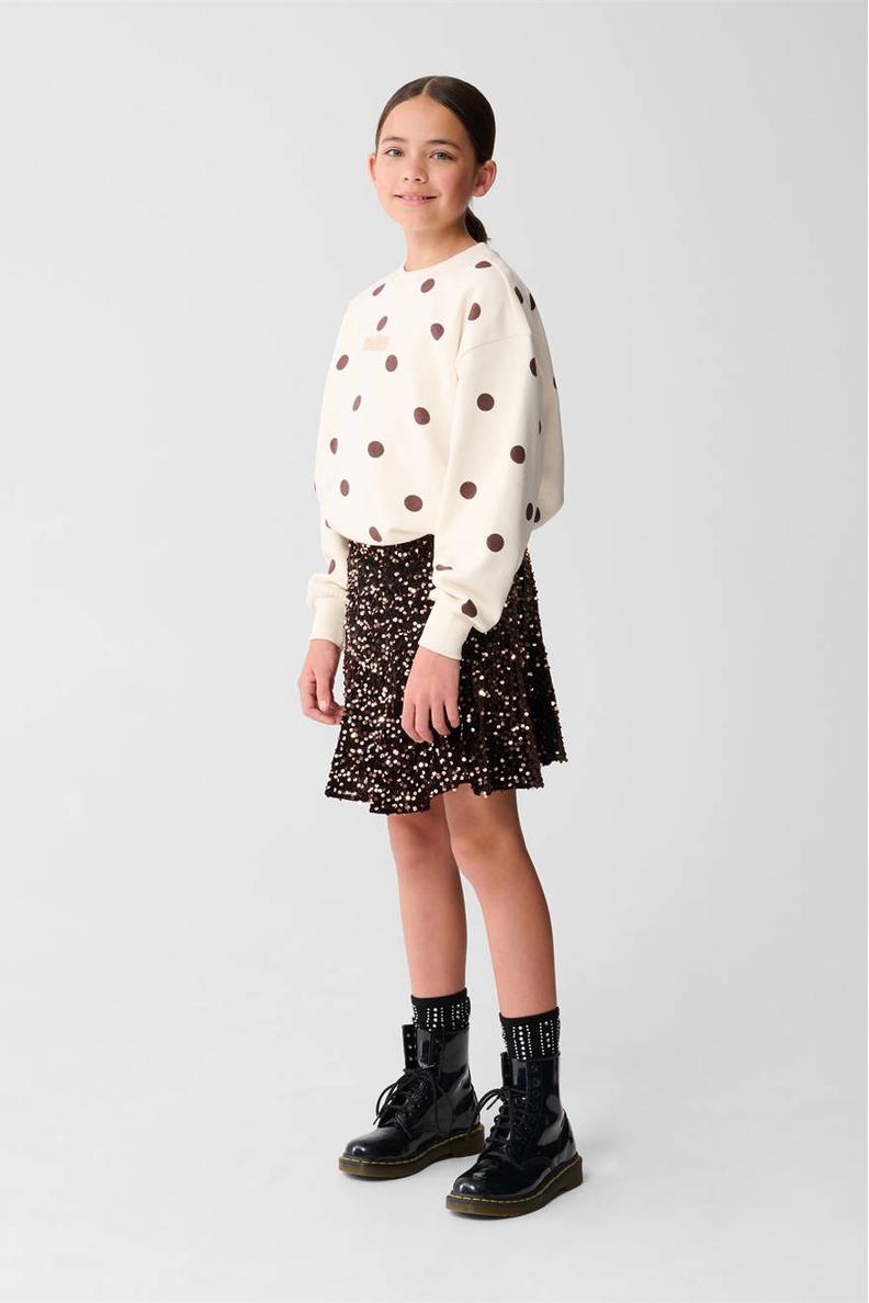 Shoeby mini rok met pailletten bruin | wehkamp