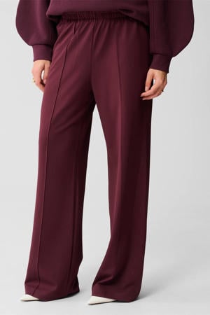 high waist wide leg broek donkerrood