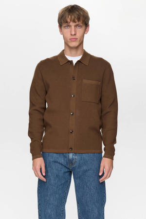 vest rib gebreid bruin
