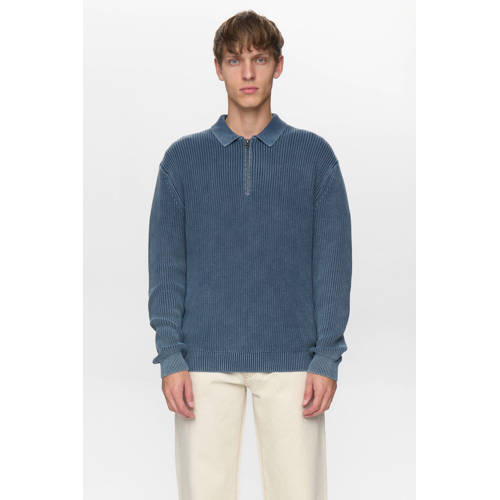 Anerkjendt trui grof gebreid blauw afbeelding