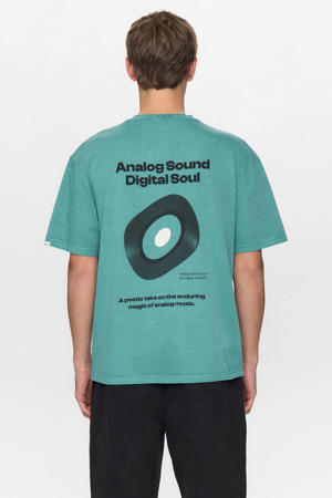 regular T-shirt met backprint petrol