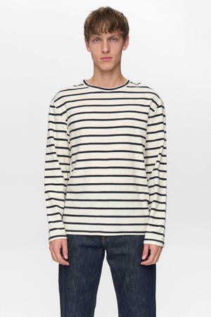 gestreepte sweater met textuur ecru