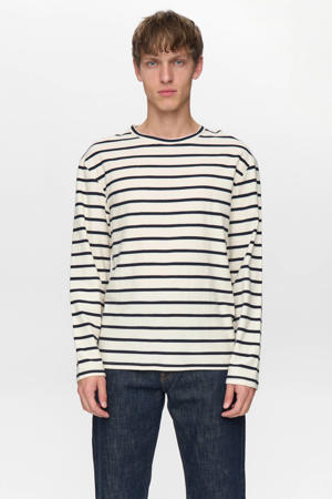 gestreepte sweater met textuur ecru