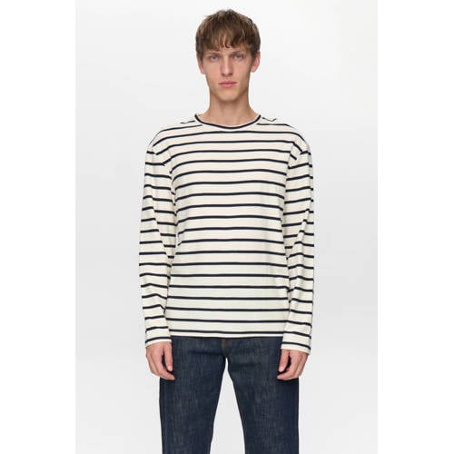 Anerkjendt gestreepte sweater met textuur ecru afbeelding