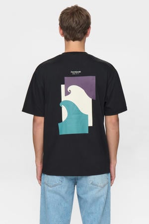 regular T-shirt met backprint zwart