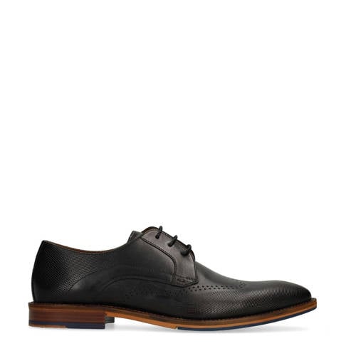 Manfield leren veterschoenen zwart afbeelding