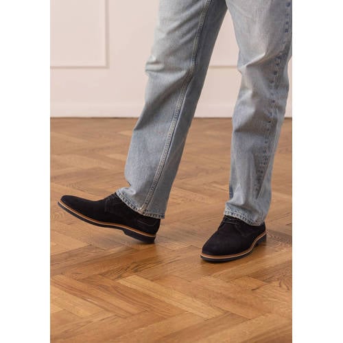 No Stress suède veterschoenen donkerblauw afbeelding