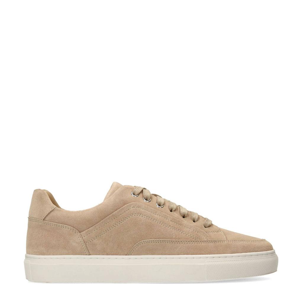 Beige heren Manfield suède sneakers met veters